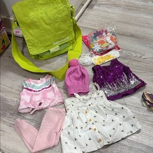 American Girl Green Bag Purse  lot mix